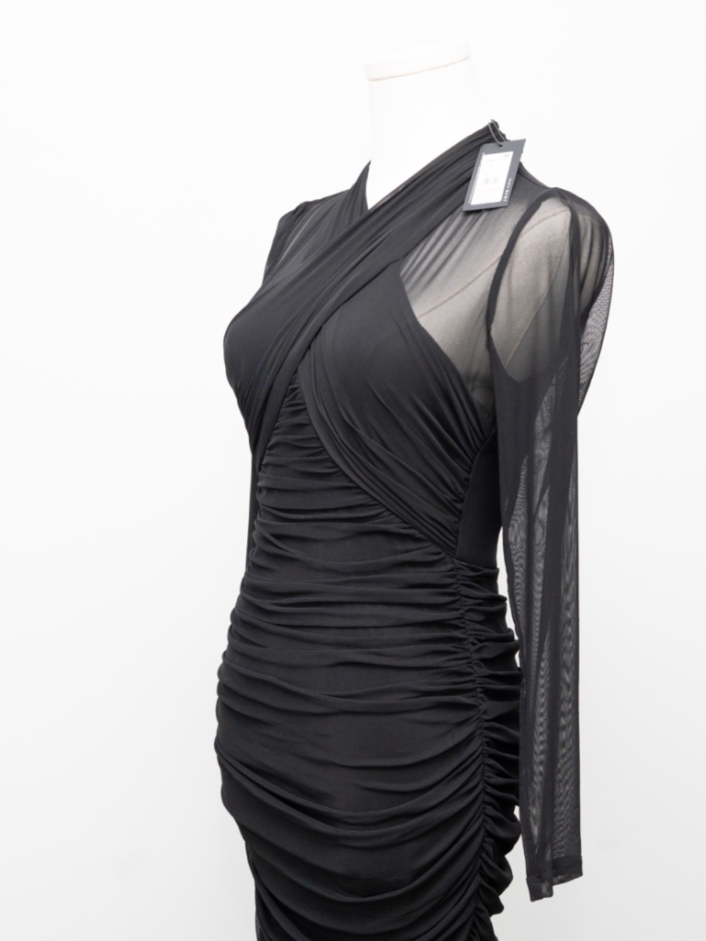 Kenneth Cole - Side Ruched Mesh Bodycon Dress - Picture 9 of 12